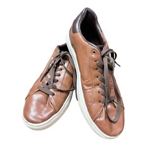 Mario Lopez Mens Tan Brown Faux Leather Low Top Casual Sneakers Shoes Size 7